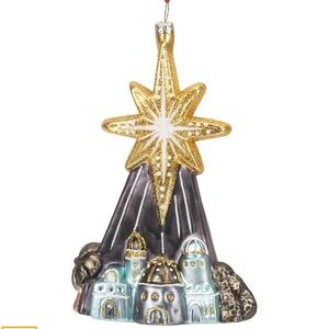 ✅Demdaco Midnight Blue Star Over Bethlehem 6.5 x 4 Blown Glass Hanging Ornament